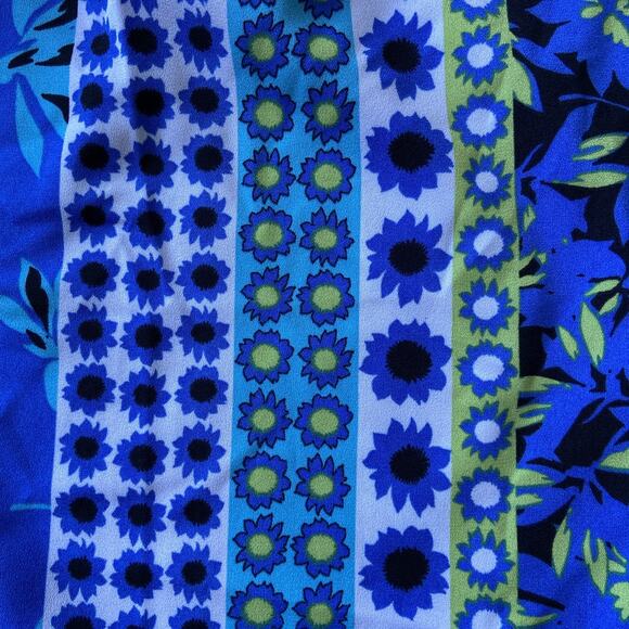 Bob Mackie Wearable Art Dress Sz M Blue Teal Floral Stretch Side Slits Lghweight - Picture 15 of 16